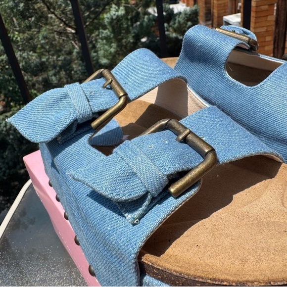 New Free People Rule Breaker Platform Sandals Denim Blue - Picture 9 of 13